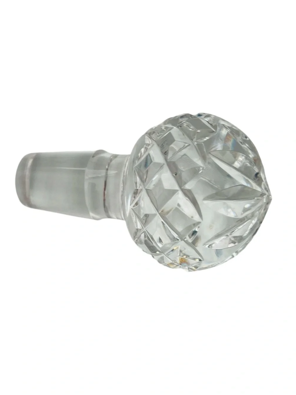 Vintage Crystal Clear Cut-Glass Bottle Stopper - Clear